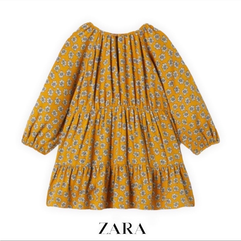 Zara kids/Ocher/Smocked floral dress.